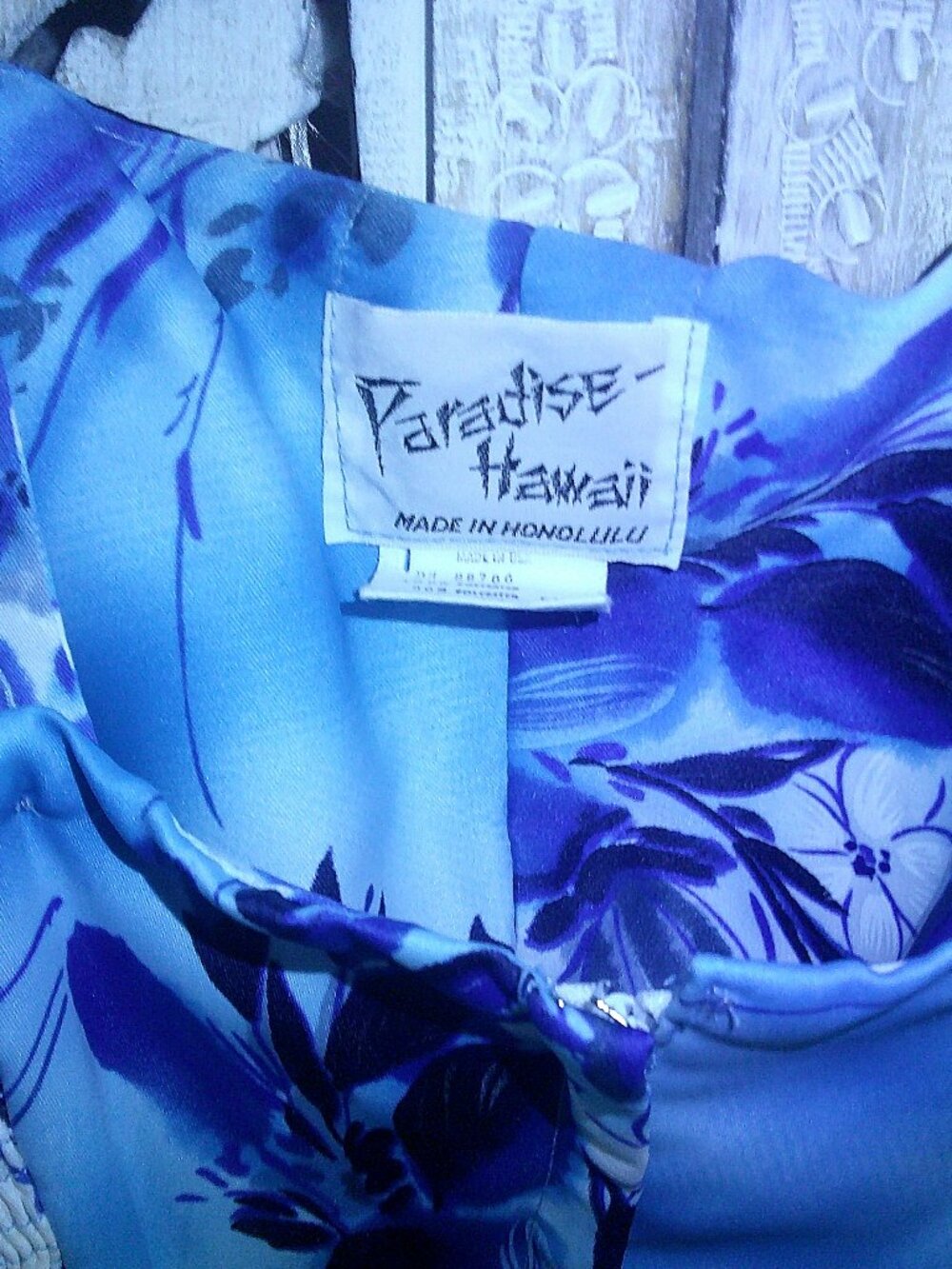 1960's/70's Vintage Paradise Hawaii Romper Swimsuit Blue Tropical Floral Size 10